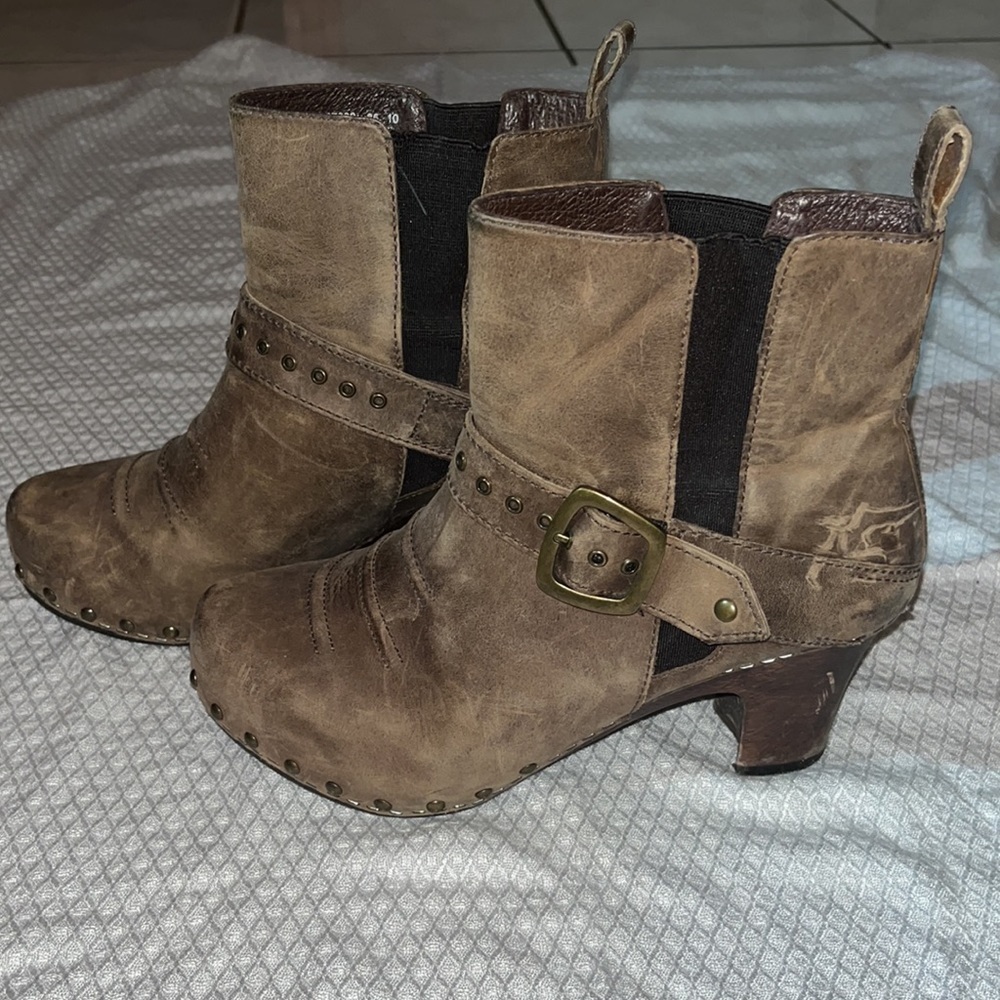 Dansko Reegan Leather Moto Ankle Boot Clogs Size 37 6.5-7 - Picture 2 of 11